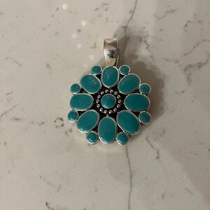 Native American style reversible turquoise and red chalcedony Blossom Necklace